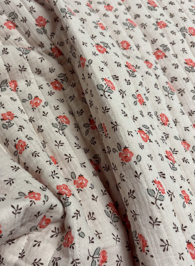 flowers and seersucker vichy - quilted double gauze - stepper