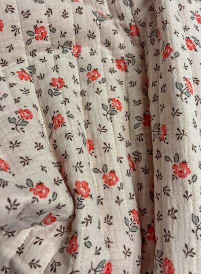 flowers and seersucker vichy - quilted double gauze - stepper