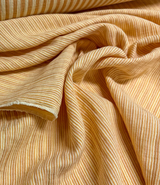 lemon mango streepjes double face - double gauze/tetra