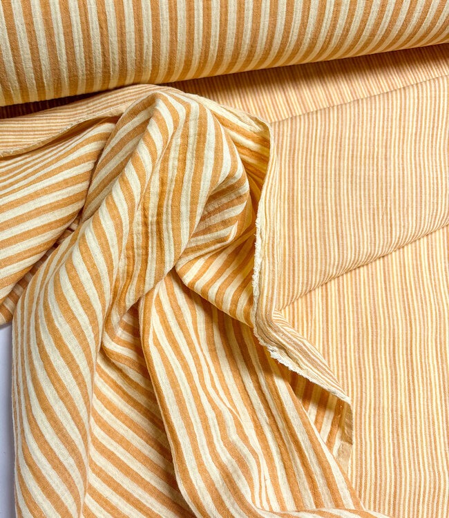 lemon mango streepjes double face - double gauze/tetra