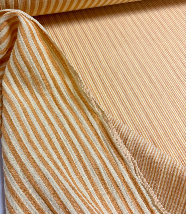lemon mango streepjes double face - double gauze/tetra