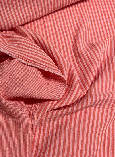 roze / lichtroze streepjes double face - double gauze/tetra