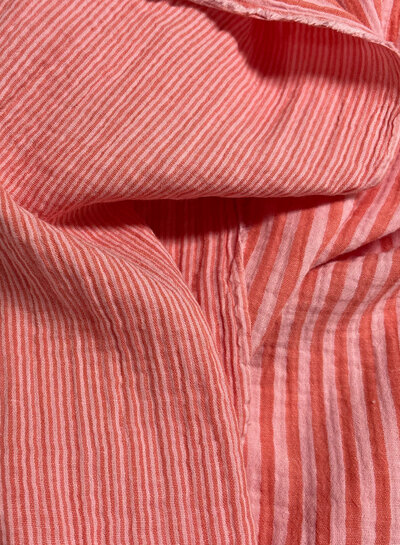 pink / light pink stripes double face - double gauze/tetra