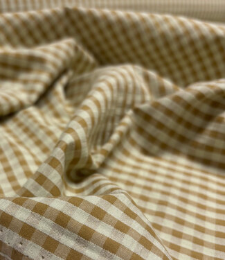 Vichy checks light green and cognac - seersucker