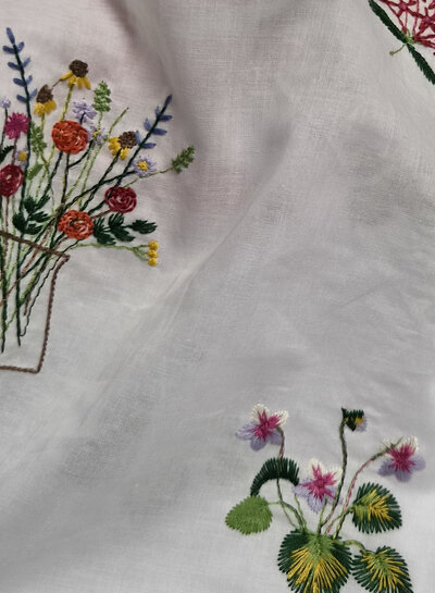 flower garden embroidery - katoen voile