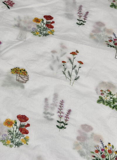 flower garden embroidery - katoen voile