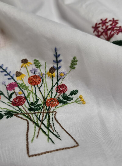 flower garden embroidery - cotton voile