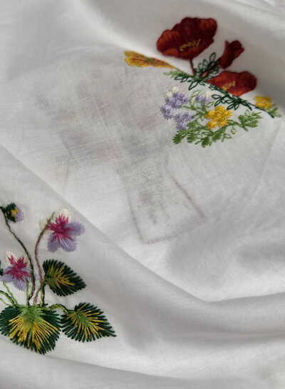 flower garden embroidery - cotton voile