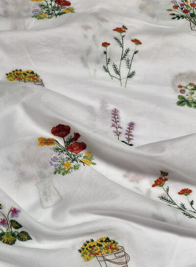 flower garden embroidery - katoen voile