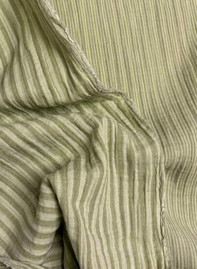green / light green pistachio stripes double face - double gauze/tetra