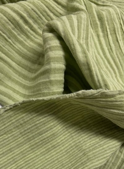 groen / lichtgroen pistache streepjes double face - double gauze/tetra