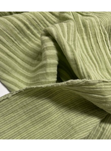 green / light green pistachio stripes double face - double gauze/tetra
