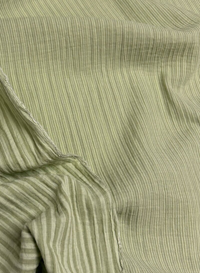 groen / lichtgroen pistache streepjes double face - double gauze/tetra