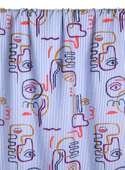Atelier Jupe white and blue graphic texture viscose