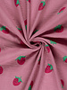 aardbeien op oudroze - tetra/ double gauze
