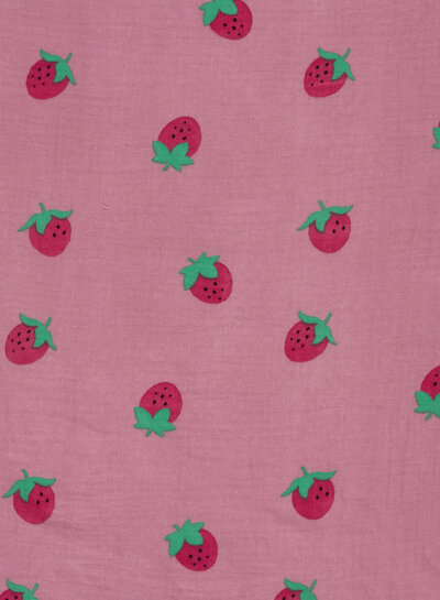 strawberries on dusty pink - tetra/ double gauze