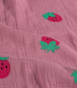 strawberries on dusty pink - tetra/ double gauze