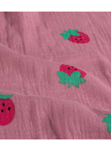 aardbeien op oudroze - tetra/ double gauze