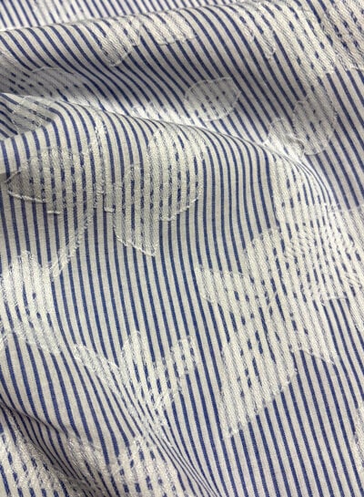 A la Ville blue and white striped with woven flower - cotton blend - Italian quality