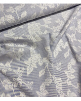 A la Ville blauw wit gestreept met ingeweven bloem - katoen mix - Italiaanse kwaliteit