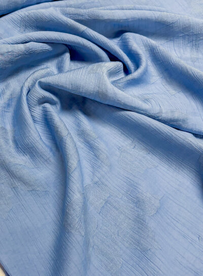 A la Ville blue with woven flower - textured viscose