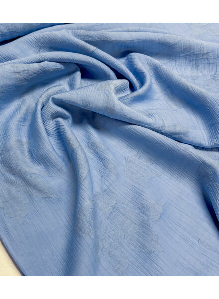 A la Ville blauw met ingeweven bloem - textuur viscose