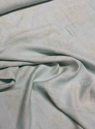 A la Ville mint met ingeweven bloem - textuur viscose
