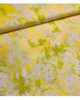 A la Ville geel / limoen print - stijlvolle geweven stof- kreukvrij - hoogstaande kwaliteit (Italie)