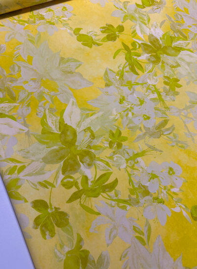 A la Ville yellow / lime print - stylish woven fabric - wrinkle-free - high quality (Italy)