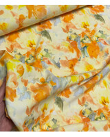 A la Ville oranje/ gele print - stijlvolle geweven stof- kreukvrij - hoogstaande kwaliteit (Italie)