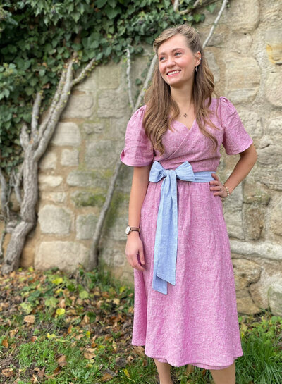 Swafing pink melange - linen cotton mix