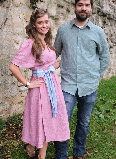 Swafing pink melange - linen cotton mix