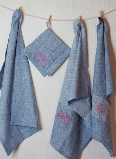 Swafing light blue melange - linen cotton mix