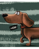 THORSTEN BERGER dachshund grijsblauw - french terry paneel 80 cm