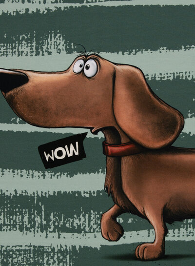 THORSTEN BERGER Dachshund grey-blue - French terry panel 80 cm