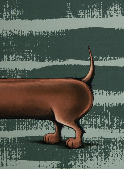 THORSTEN BERGER Dachshund grey-blue - French terry panel 80 cm