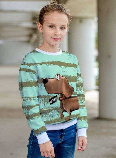 THORSTEN BERGER mint - bijhorende french terry  - Dachshund paneel