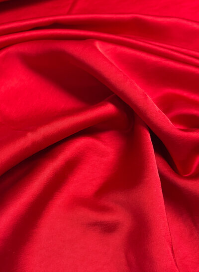 A la Ville red - Satin viscose - Haute Couture quality