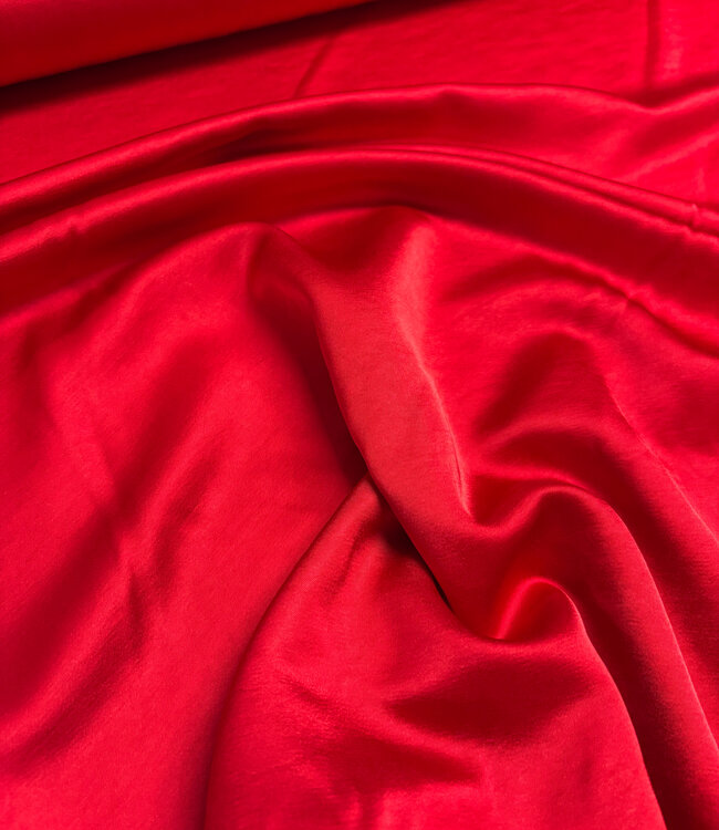 A la Ville rood - Satijn viscose - qualité Haute Couture