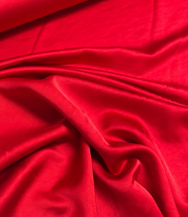 A la Ville rood - Satijn viscose - qualité Haute Couture