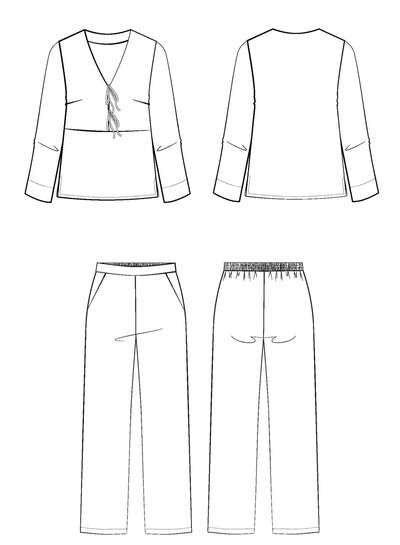Maison Fauve The SOUPIR pyjamas - sewing pattern - English and French instructions