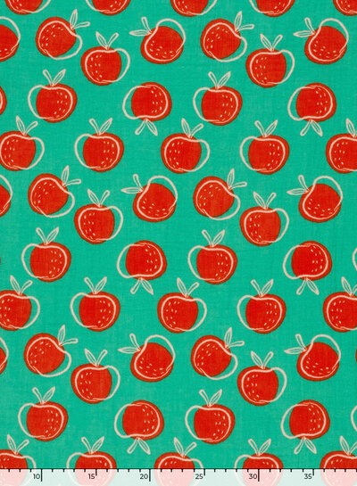 Madeline appelblauwzeegroen en appels - tetra / double gauze