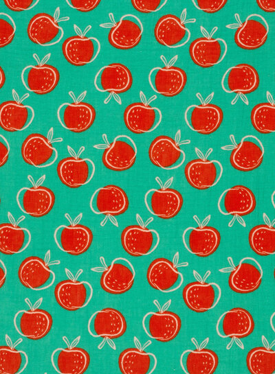 Madeline appelblauwzeegroen en appels - tetra / double gauze