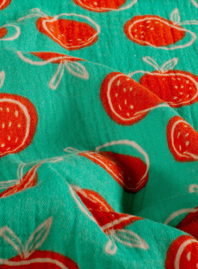 Madeline appelblauwzeegroen en appels - tetra / double gauze