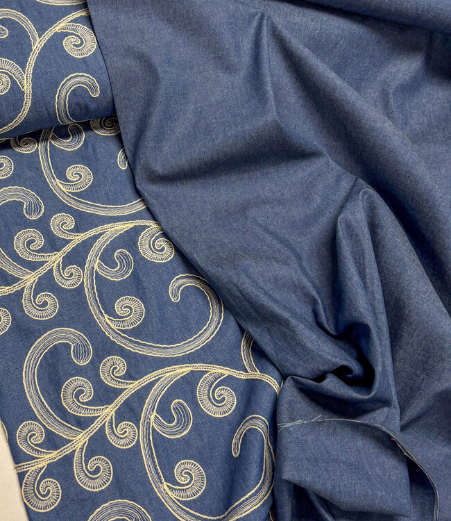 donkerblauw denim look - katoen 106