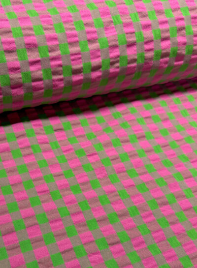 fuchsia lime vichy checks - seersucker