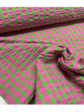 fuchsia lime vichy checks - seersucker