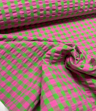 fuchsia lime vichy checks - seersucker