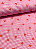 roze vichy ruitjes met geborduurde hartjes - katoen