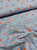 Blue Vichy check with embroidered hearts - cotton